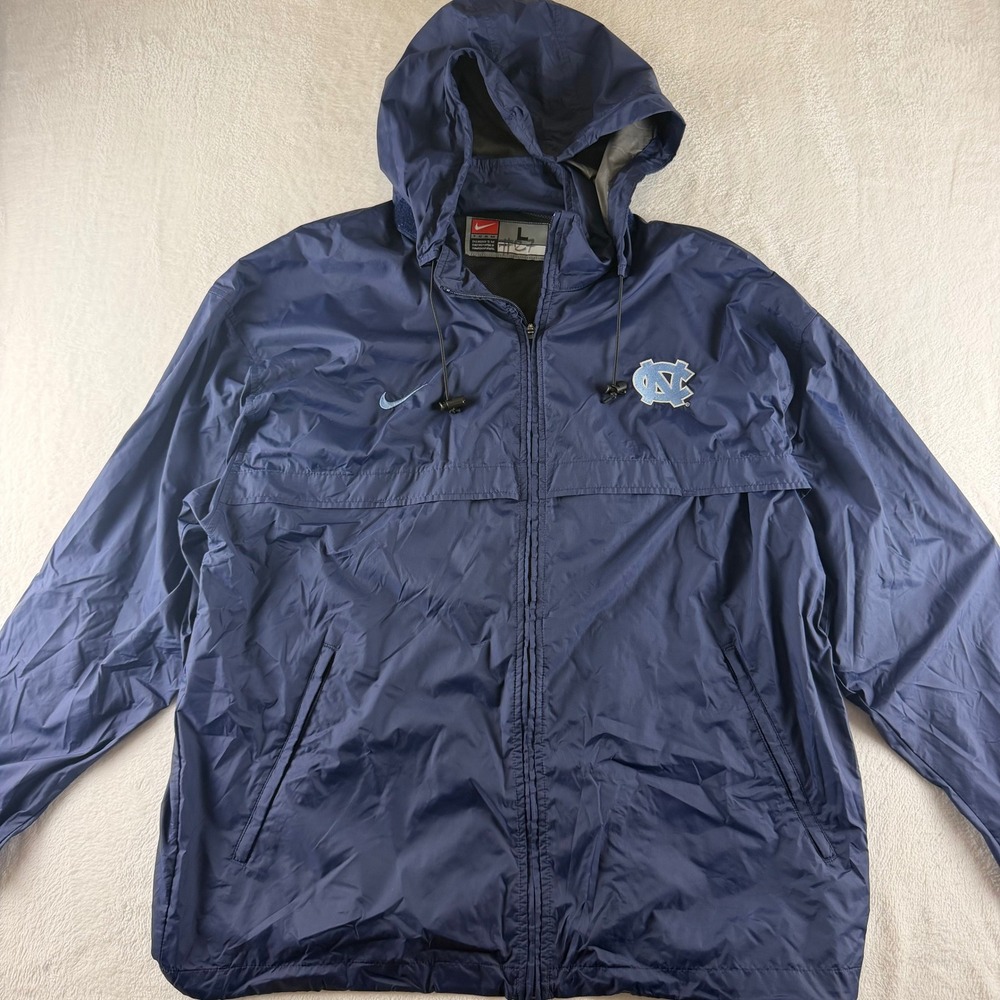 Vintage Nike Windbreaker UNC Tar Heels Hooded Navy Blue Mens Large 90s
